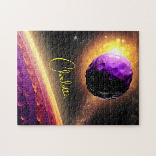 Der riesige Lila Felsen über Pink Planet Puzzle (Horizontal)