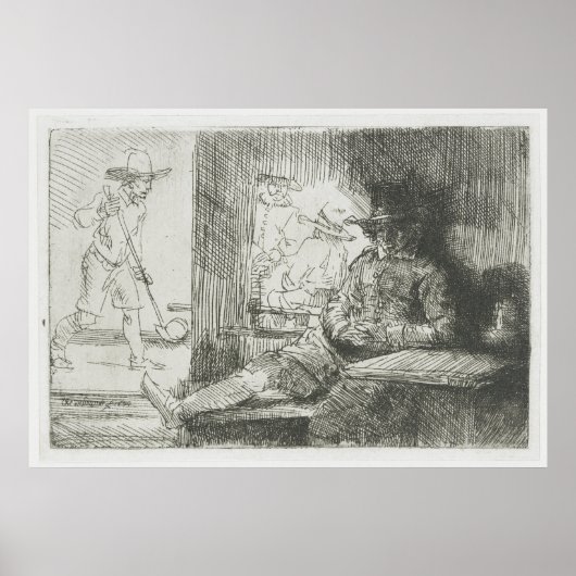 Der Ringball-Spieler - Rembrandt Etching Golf Prin Poster (Vorne)