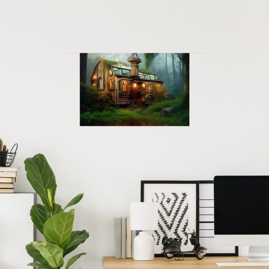 Der River Workshop | Steampunk Digital Art Poster (Heimbüro)