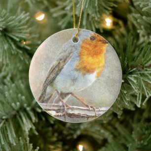 Der Robin ist eine Gabriel-Wasserfarbe Keramik Ornament