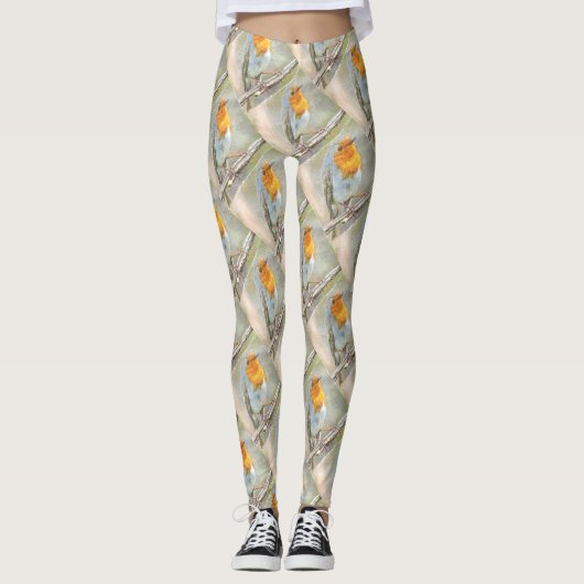 Der Robin ist eine Gabriel-Wasserfarbe Leggings (Vorderseite)