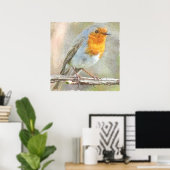 Der Robin ist eine Gabriel-Wasserfarbe Poster (Heimbüro)