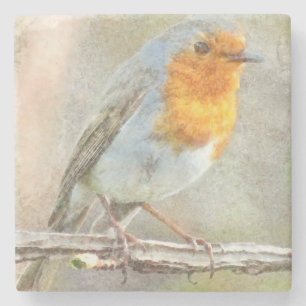 Der Robin ist eine Gabriel-Wasserfarbe Steinuntersetzer