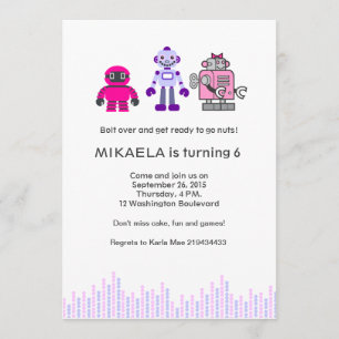 Der Roboter-Geburtstags-Party des Mädchens Einladung