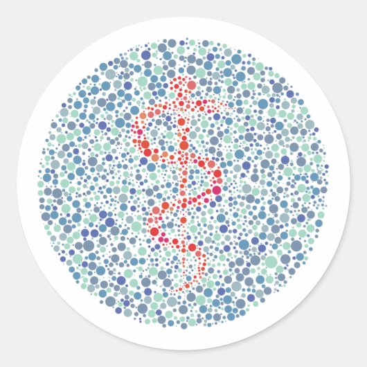 Der Rod des Asclepius-Ishihara-Tests Runder Aufkleber (Vorderseite)