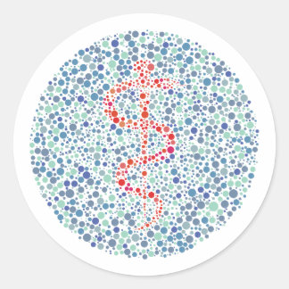 Der Rod des Asclepius-Ishihara-Tests Runder Aufkleber