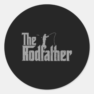 Der Rodfather Lustiger Angel Liebhaber Rute Fisch Runder Aufkleber