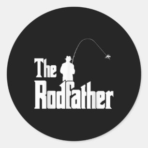 Der Rodfather Lustiger Fischer T-Shirt Meer, Fly F Runder Aufkleber