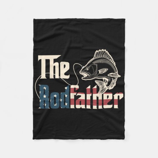 Der Rodfather Retro Groovy Angler Vatertag Geschen Fleecedecke (Vorderseite)