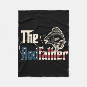 Der Rodfather Retro Groovy Angler Vatertag Geschen Fleecedecke