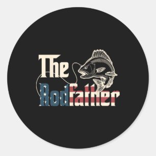 Der Rodfather Retro Groovy Angler Vatertag Geschen Runder Aufkleber