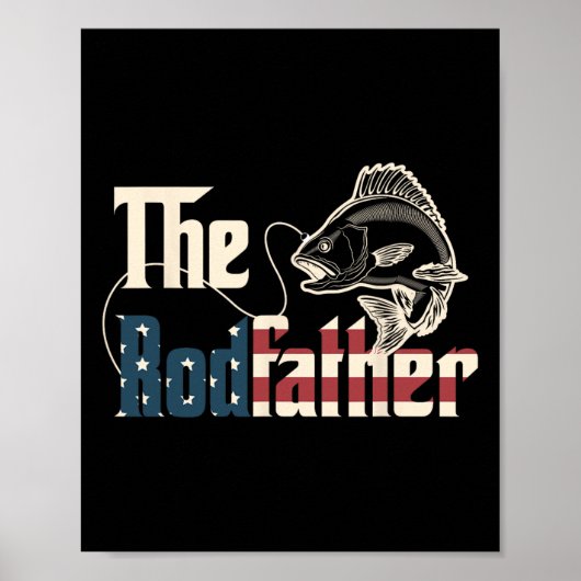 Der Rodfather Retro Groovy Angler Vatertag Poster (Vorne)