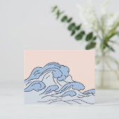 Der rosa/blaue Ozean mit dem Strand Postkarte (Stehend Vorderseite)