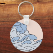 Der rosa/blaue Ozean mit dem Strand Schlüsselanhänger (Vorderseite)