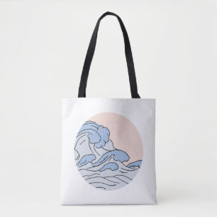 Der rosa/blaue Ozean mit dem Strand Tasche