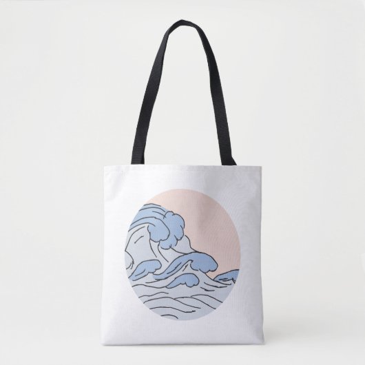 Der rosa/blaue Ozean mit dem Strand Tasche (Vorderseite)