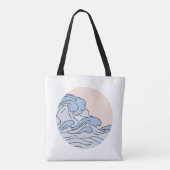 Der rosa/blaue Ozean mit dem Strand Tasche (Rückseite)