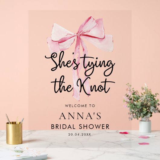 Der rosa Bow, der das Brautparty des Knotens verbi Acrylschild (Hochzeit)