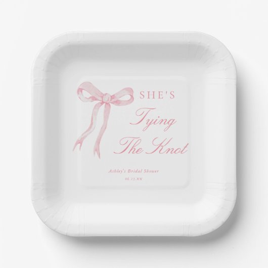 Der rosa Bow, der das Brautparty des Knotens verbi Pappteller (Vorderseite)