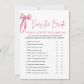 Der rosa Bow kennt die Braut wirklich das Spiel de Einladung (Vorderseite)