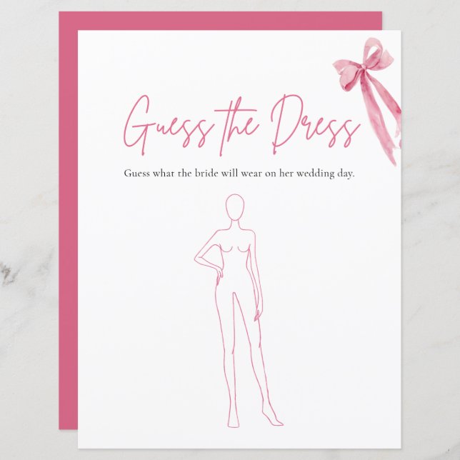 Der rosa Bow rät das Dress Brautparty Game (Vorne/Hinten)