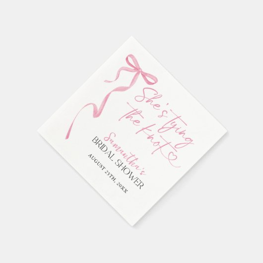 Der rosa Bow verbindet das Brautparty des Knotens Serviette (Ecke)