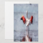 Der rosa Flamingo in der Wasserfarbe Briefpapier (Vorne/Hinten)