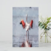 Der rosa Flamingo in der Wasserfarbe Briefpapier (Stehend Vorderseite)