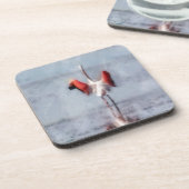 Der rosa Flamingo in der Wasserfarbe Getränkeuntersetzer (Linke Seite)