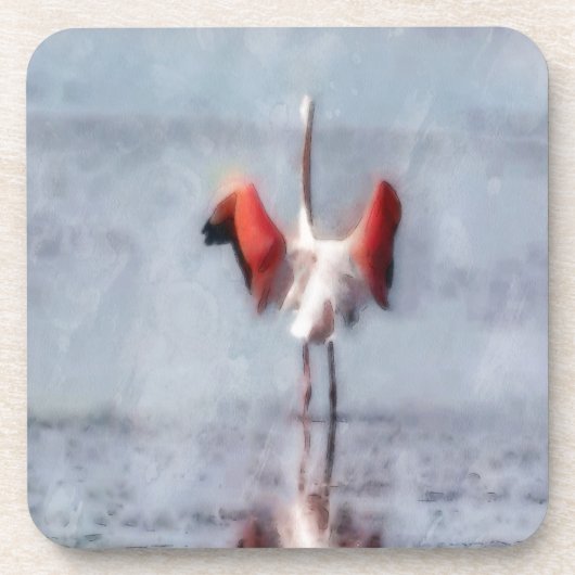 Der rosa Flamingo in der Wasserfarbe Getränkeuntersetzer (Vorderseite)
