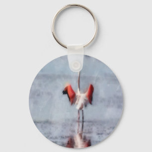 Der rosa Flamingo in der Wasserfarbe Schlüsselanhänger