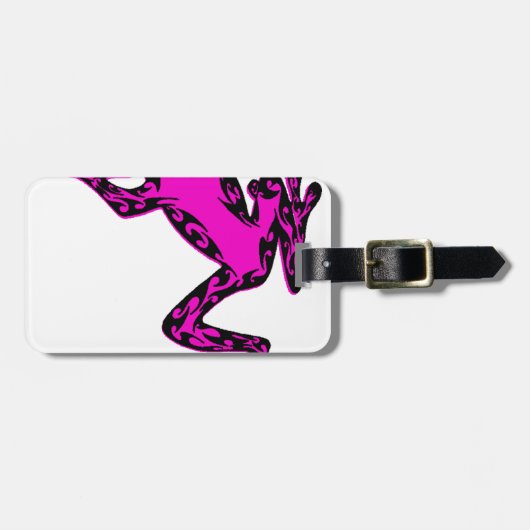 der rosa FROSCH Gepäckanhänger (Vorderseite horizontal)