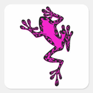 der rosa FROSCH Quadratischer Aufkleber