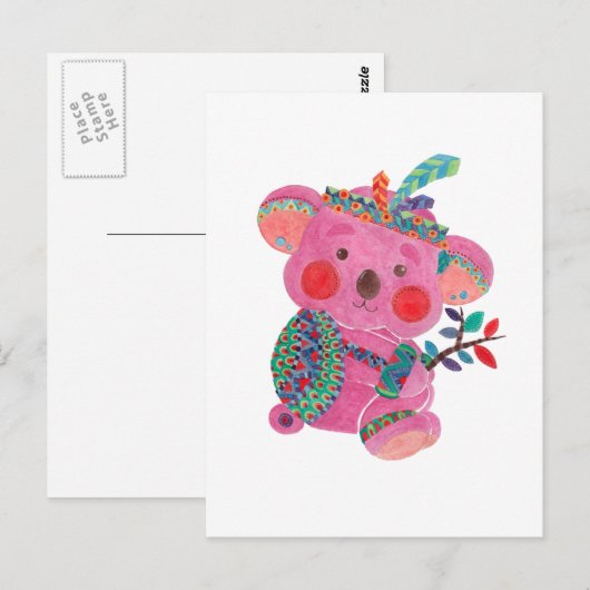 Der rosa Koala Postkarte (Vorne/Hinten)