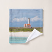 Der rosa Leuchtturm von Klein Curaçao 1 Badhandtuch Set (Waschlappen)