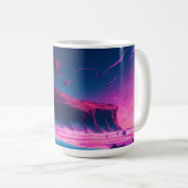 Der rosa Ozean und Palmen Kaffeetasse (VorderseiteRechts)