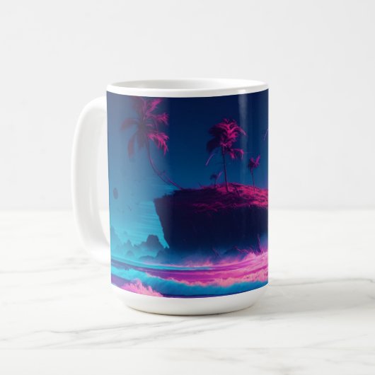 Der rosa Ozean und Palmen Kaffeetasse (Vorderseite Links)