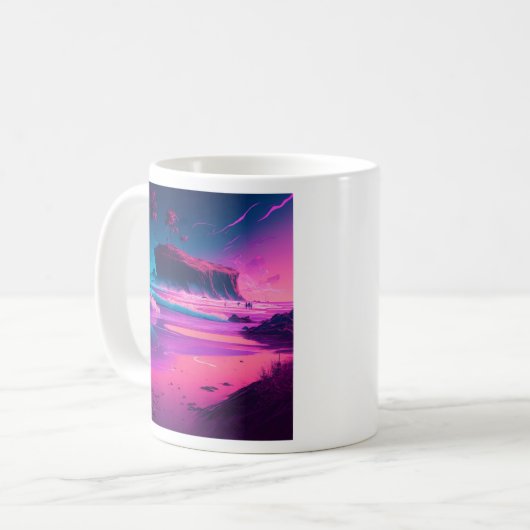 Der rosa Ozean und Palmen Kaffeetasse (Vorderseite Links)