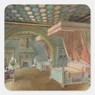 Der Rosa Saal im Schloss von Roquetaillade Quadratischer Aufkleber