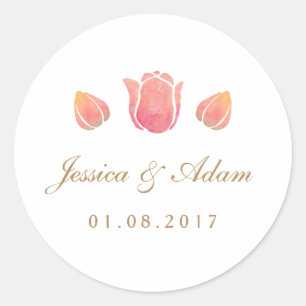 Der rosa Tulip-Hochzeitsticker Runder Aufkleber