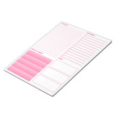 Der rosafarbene, aufklappbare Editor Notizblock (angewinkelt)