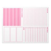 Der rosafarbene, aufklappbare Editor Notizblock (Vorderseite)