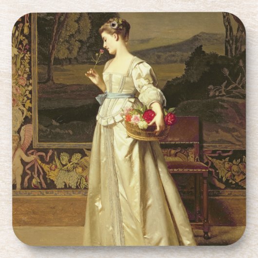 Der Rosen-Korb (Öl auf Platte) Untersetzer (Vorderseite)