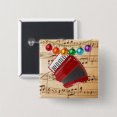Der rote Akkordeon, bunte Ornamente, Button (Vorne & Hinten)