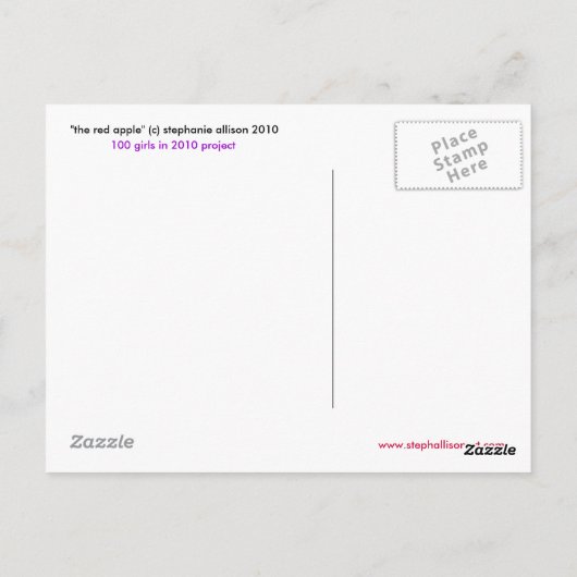 Der rote Apfel Postkarte (Rückseite)