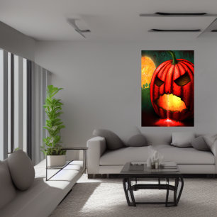 Der rote Beängstigende Kürbis AI Art Poster