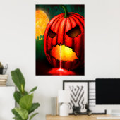 Der rote Beängstigende Kürbis | AI Art Poster (Heimbüro)