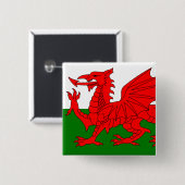 Der rote Drache [Flagge von Wales] Button (Vorne & Hinten)