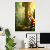 Der rote Fuchs im Wald | AI Art Poster (Heimbüro)