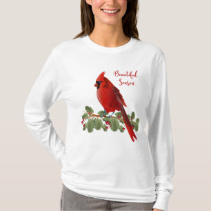 Der rote Kardinal der Weihnachtsferienzeit-Frauen T-Shirt
